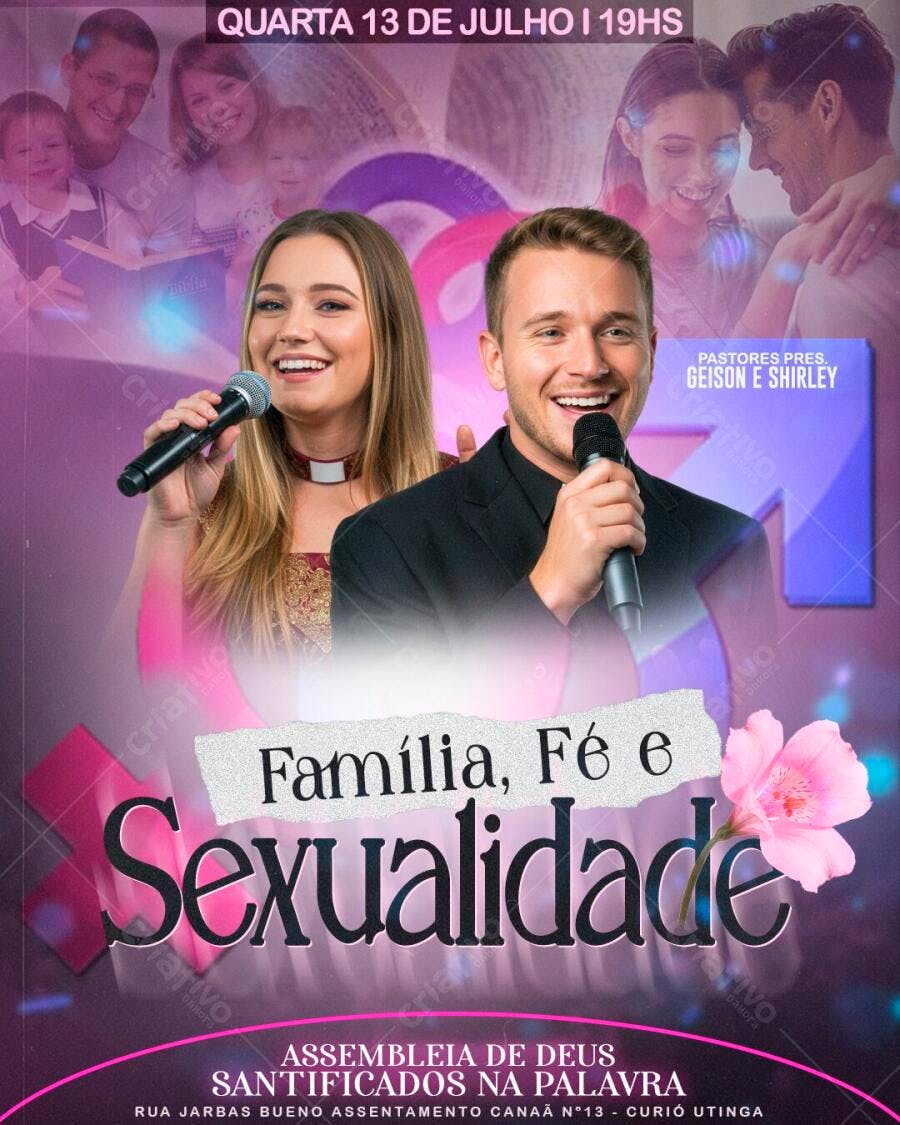 Flyer Igreja Evangélica Família Fé Sexualidade PSD Editável