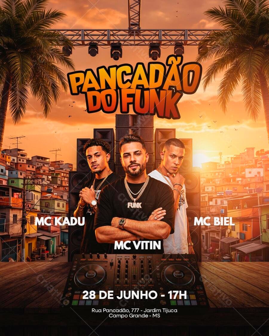 Flyer Pancadão do Funk Festa Junina PSD Editável