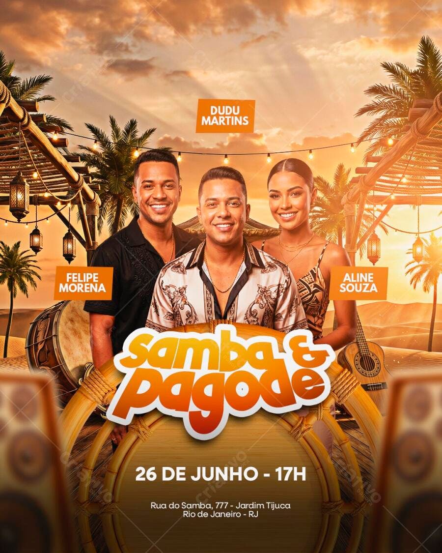 Flyer Samba e Pagode Show Junho PSD Editável