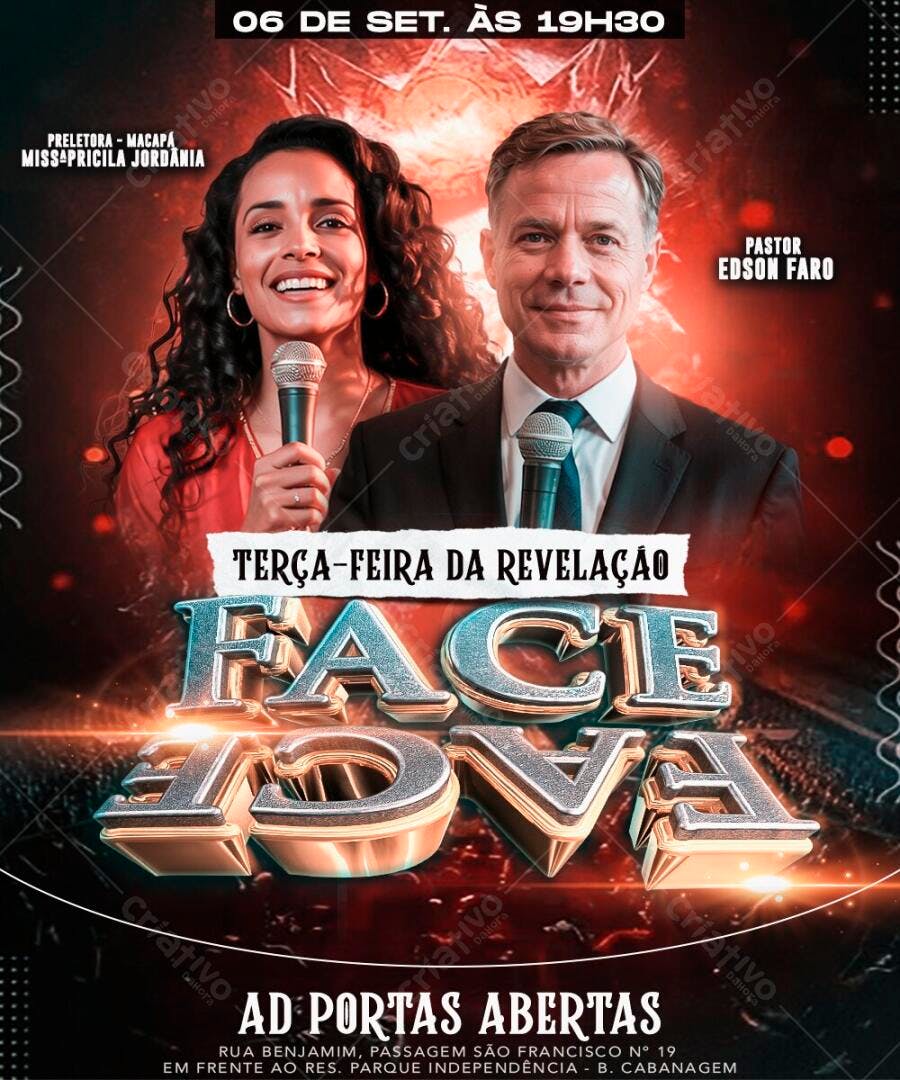 Flyer Terça-feira da Revelação Igreja Evangélica PSD Editável