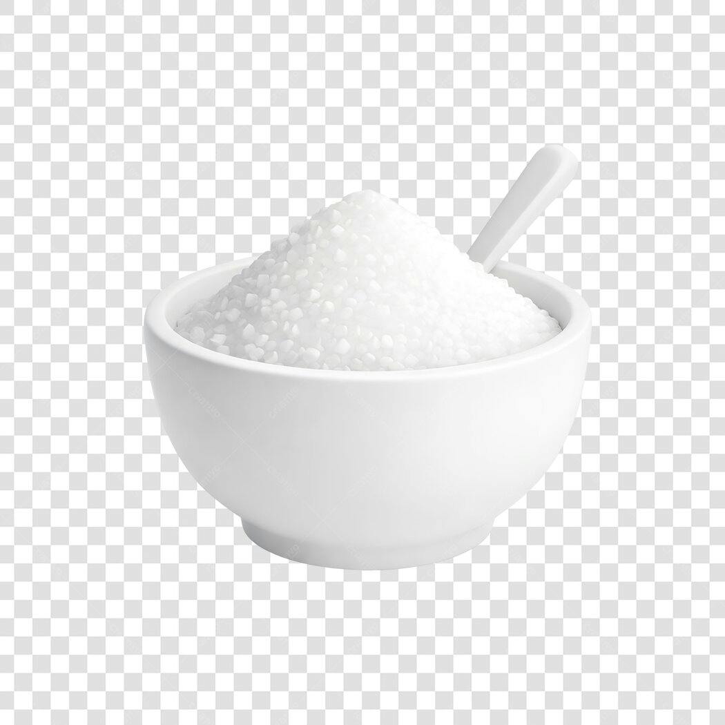 Foto Recortada Açúcar Branco Tigela Colher PNG Fundo Transparente