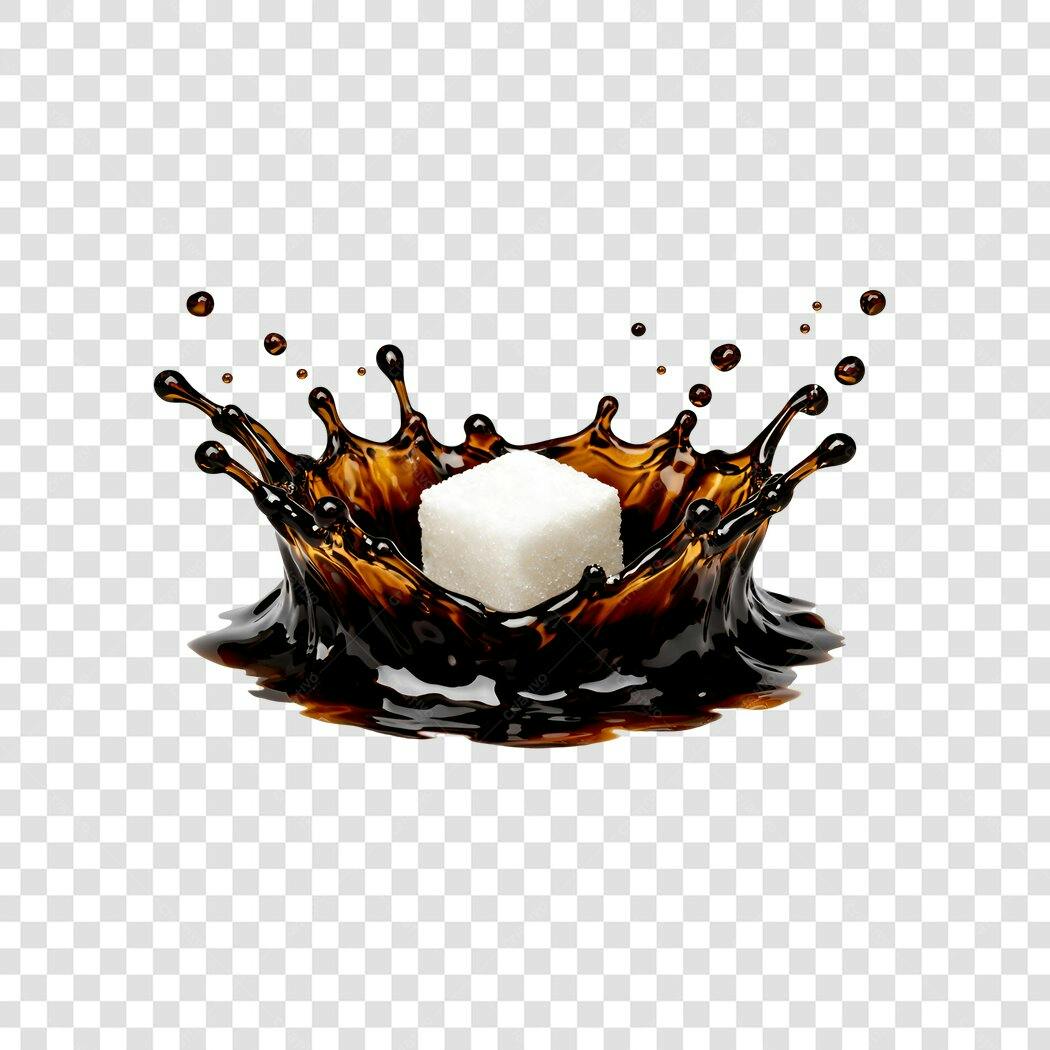 Foto Recortada Açúcar Cubo Café Salpico PNG Fundo Transparente