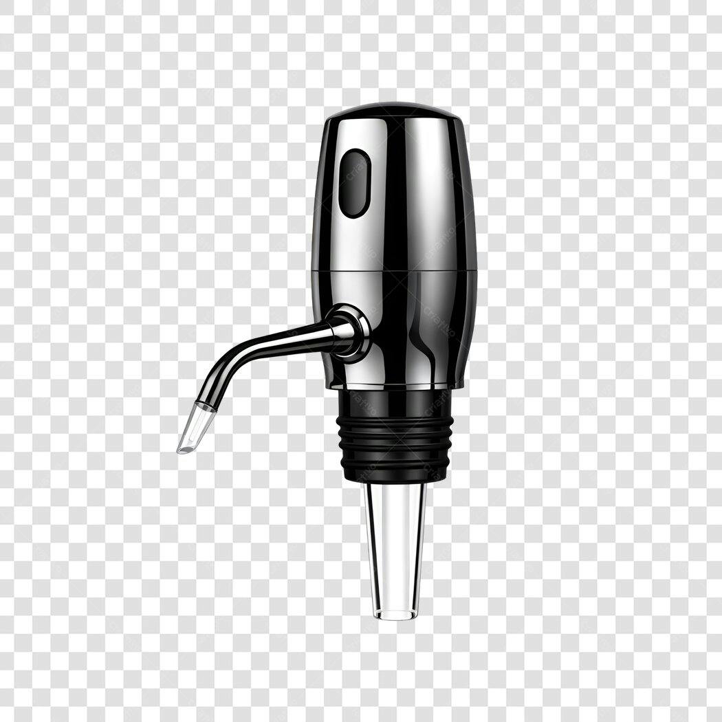 Foto Recortada Aerador de Vinho Cromado PNG Fundo Transparente