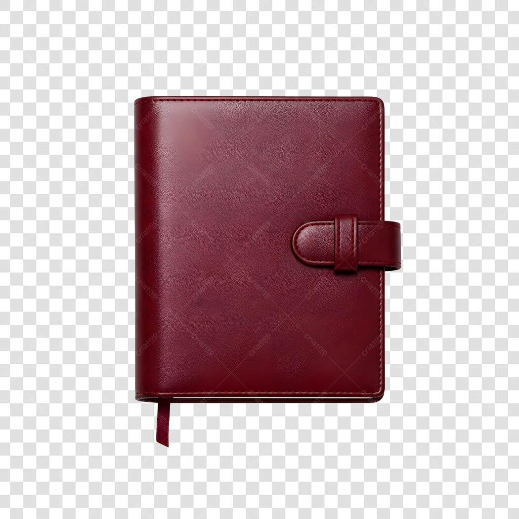 Foto Recortada Agenda Caderno Couro Vinho PNG Fundo Transparente