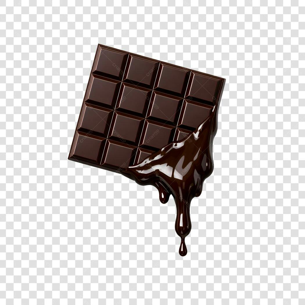 Foto Recortada Barra Chocolate Derretendo PNG Fundo Transparente
