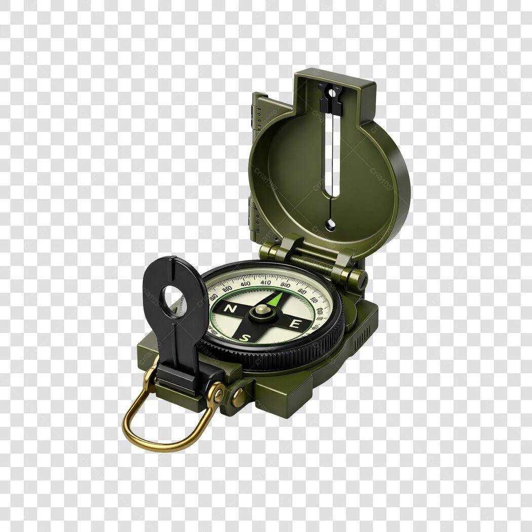 Foto Recortada Bússola Militar Verde Exército PNG Fundo Transparente