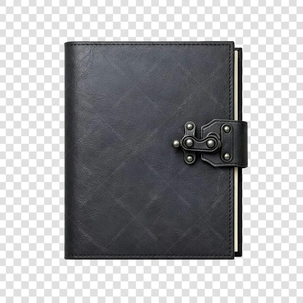 Foto Recortada Caderno Diário Antigo Preto PNG Fundo Transparente