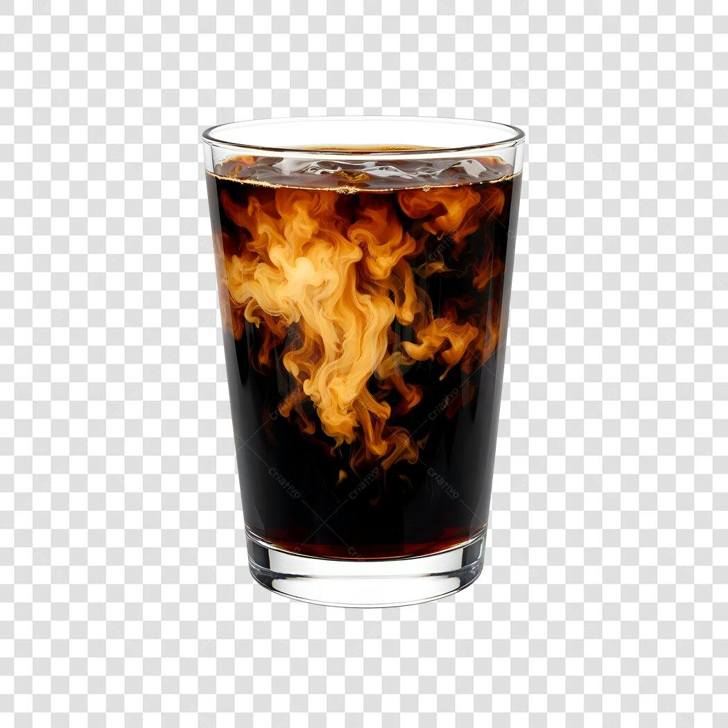 Foto Recortada Café com Leite em Copo PNG Fundo Transparente