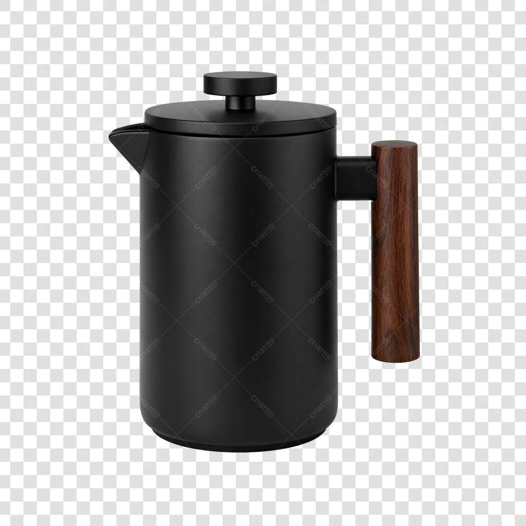 Foto Recortada Cafeteira Prensa Francesa Preta PNG Fundo Transparente