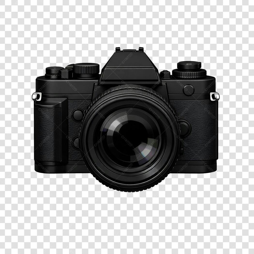 Foto Recortada Câmera Fotográfica Preta PNG Fundo Transparente