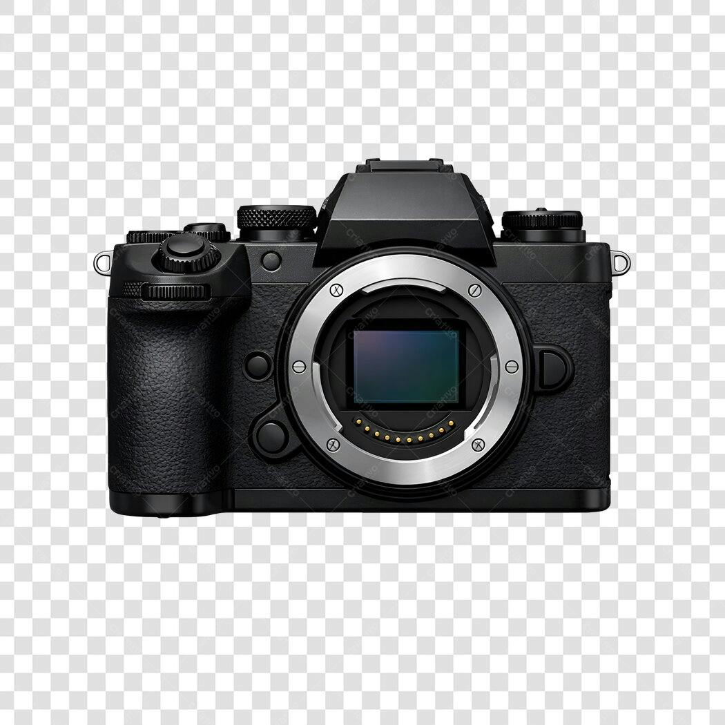 Foto Recortada Câmera Fotográfica Profissional Preta PNG Fundo Transparente