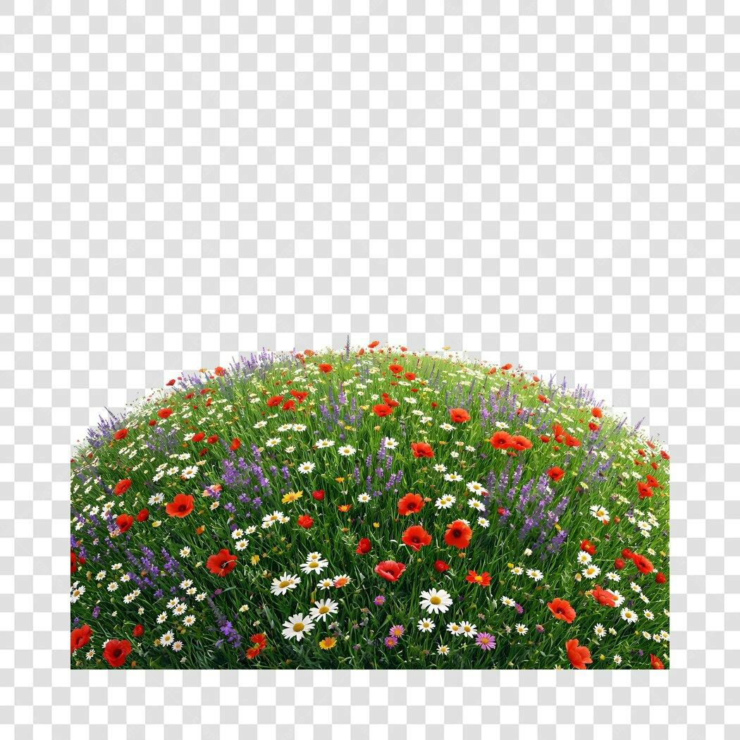 Foto Recortada Campo Flores Silvestres PNG Fundo Transparente