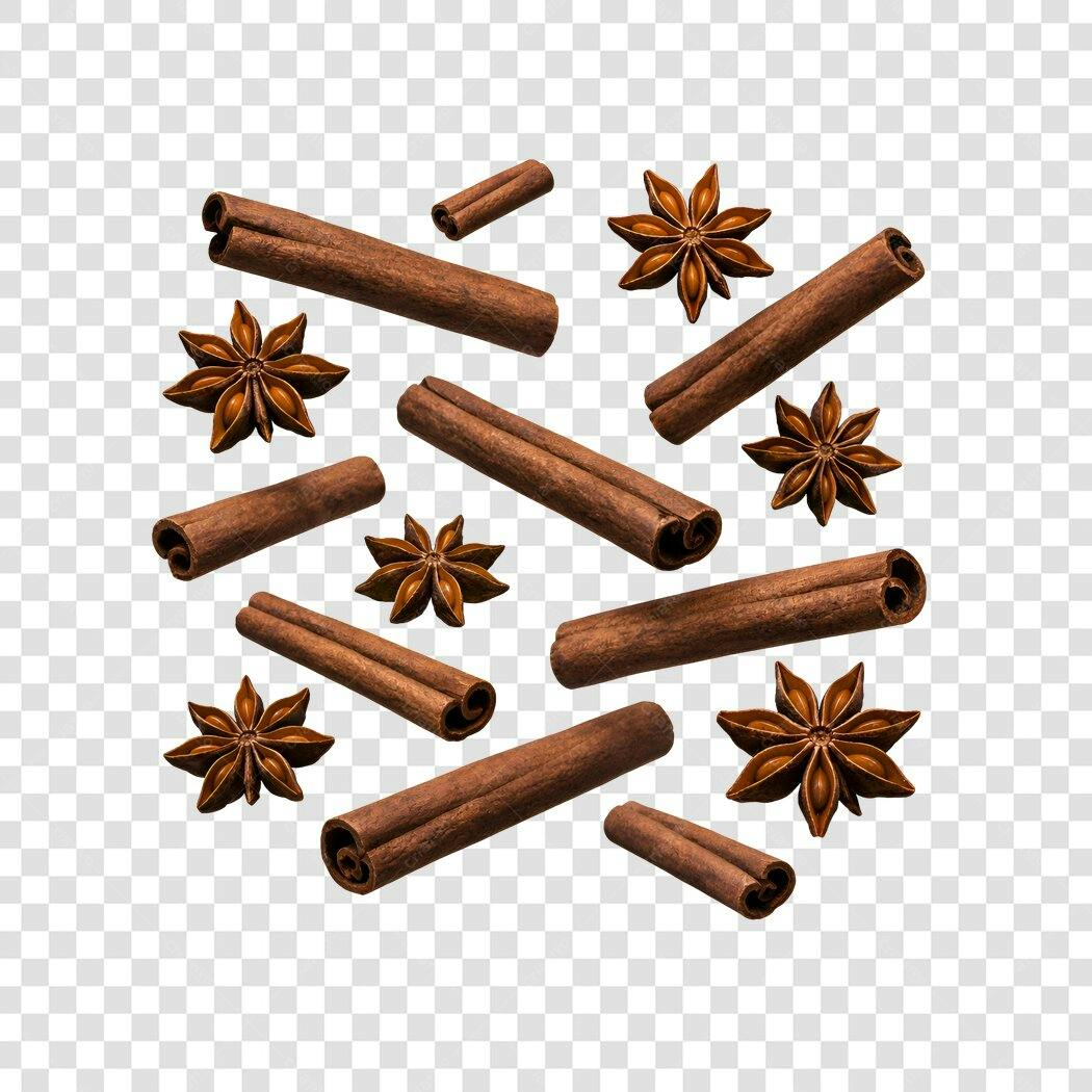 Foto Recortada Canela em Pau Anis Estrelado PNG Fundo Transparente