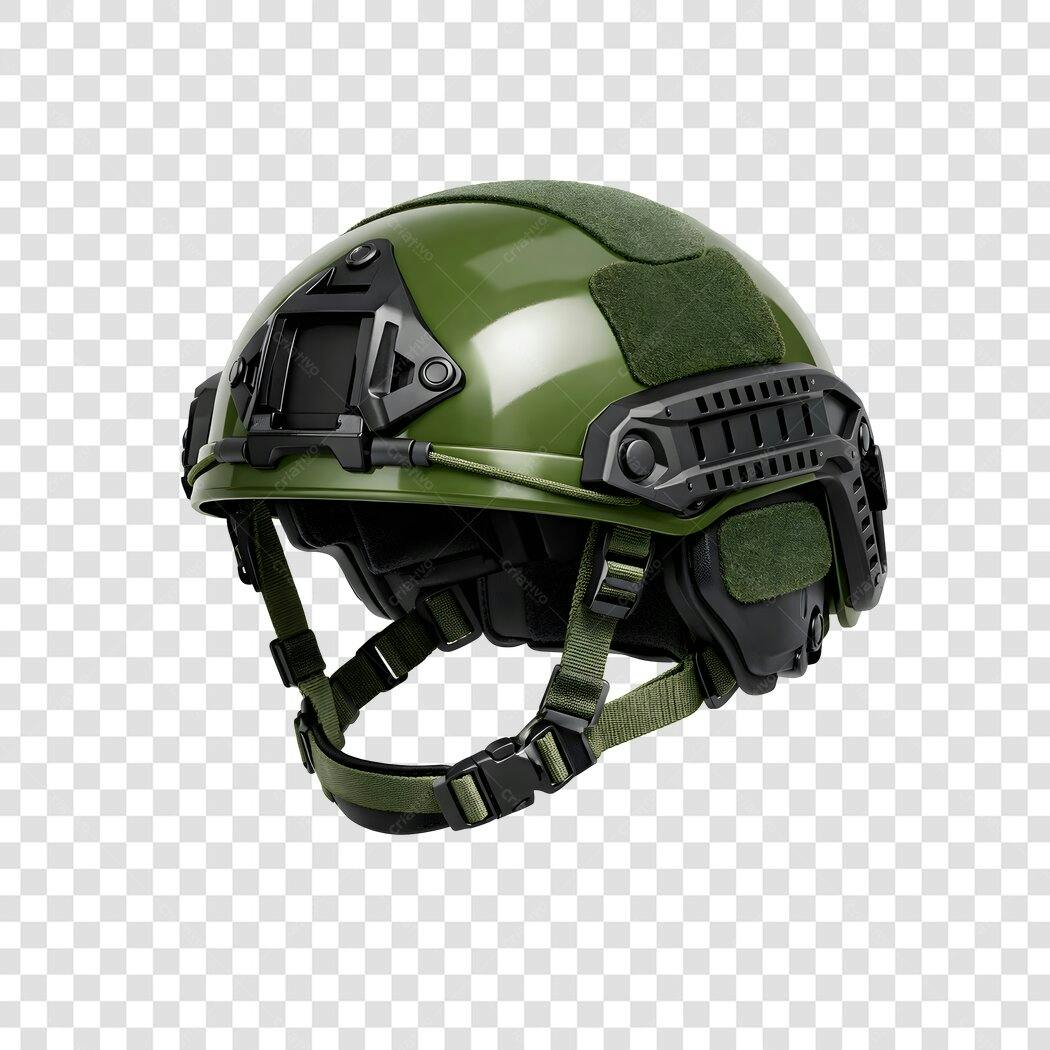 Foto Recortada Capacete Tático Militar Verde PNG Fundo Transparente