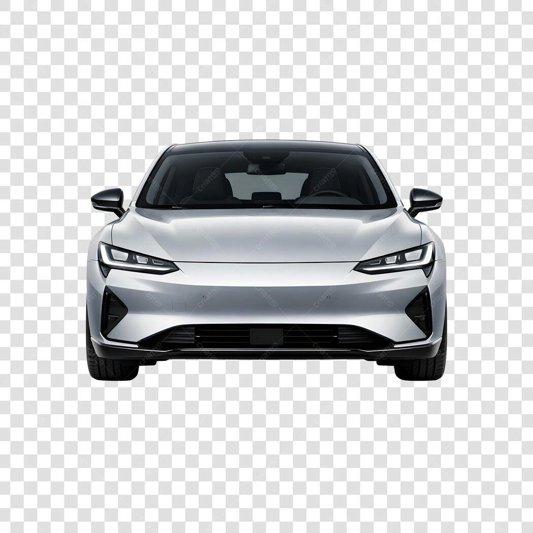Foto Recortada Carro Elétrico Prata PNG Fundo Transparente