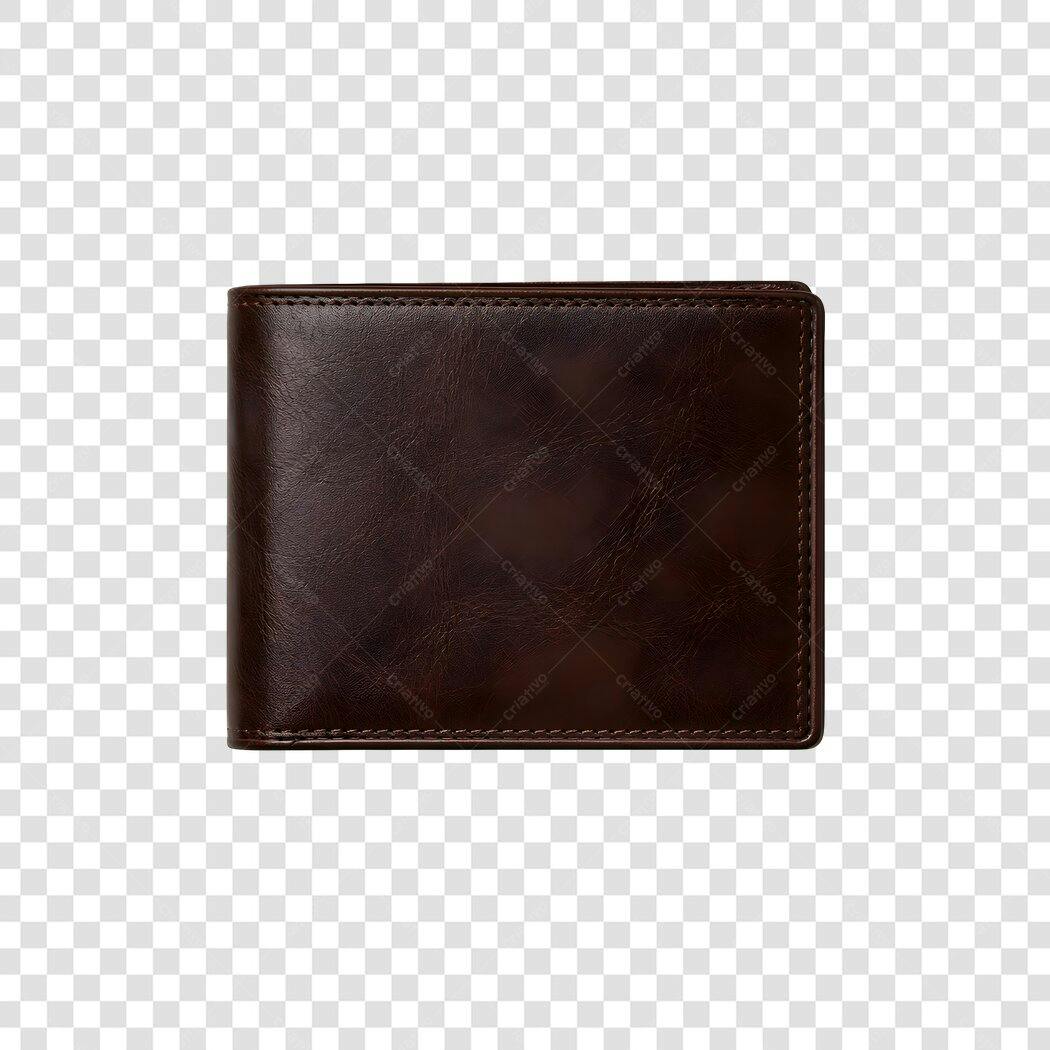 Foto Recortada Carteira Masculina Marrom Couro PNG Fundo Transparente