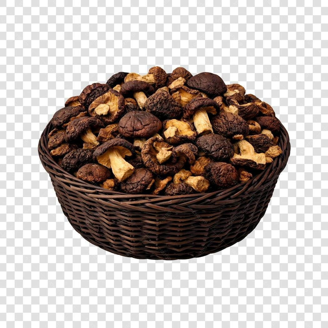 Foto Recortada Cesta Cogumelos Shiitake PNG Fundo Transparente