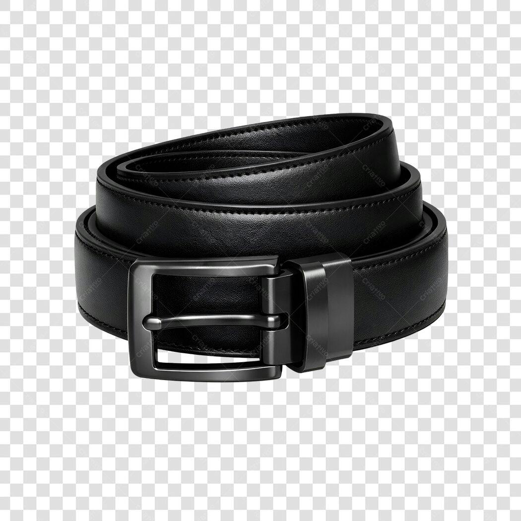 Foto Recortada Cinto Masculino Preto Fivela Metal PNG Fundo Transparente