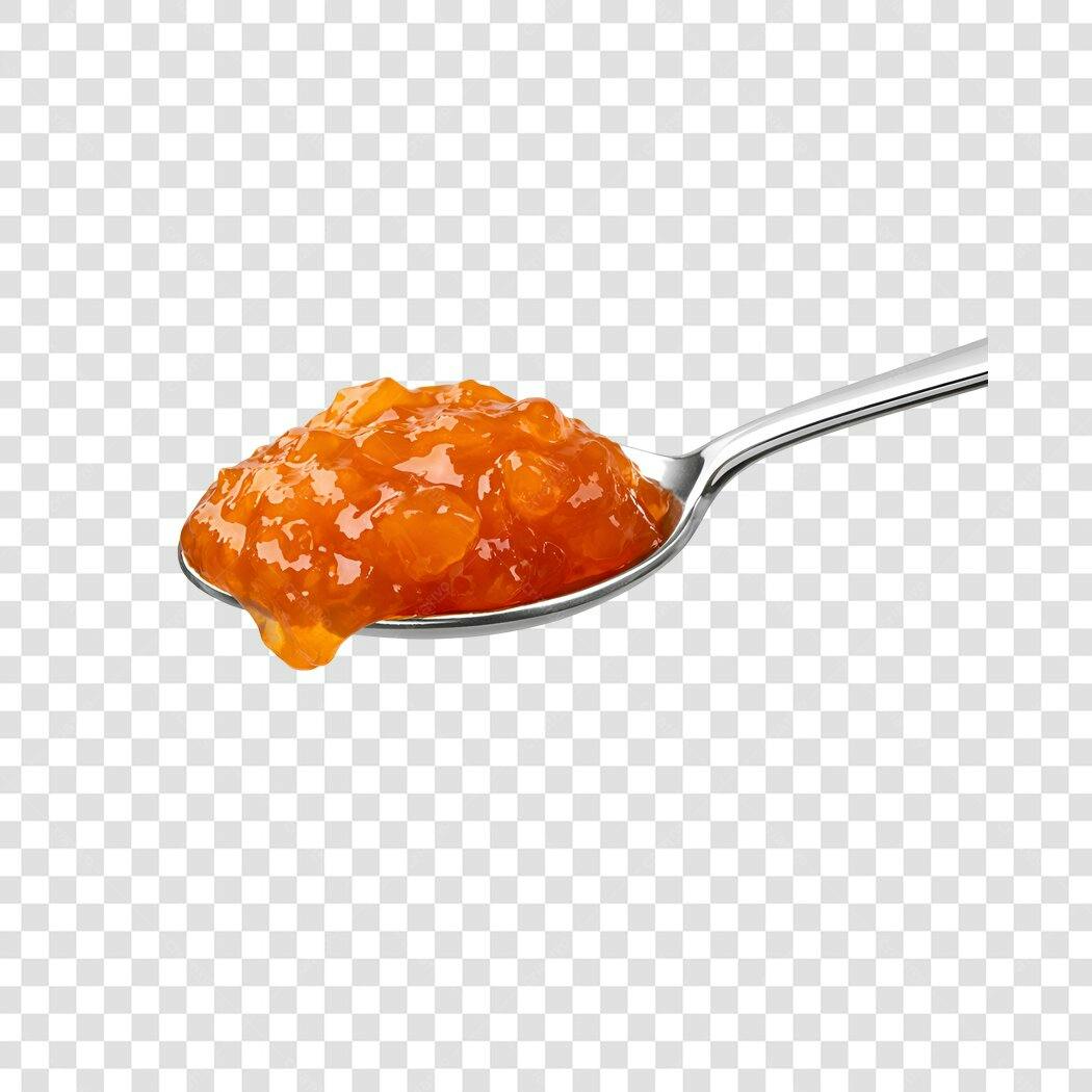 Foto Recortada Colher Geleia Laranja PNG Fundo Transparente