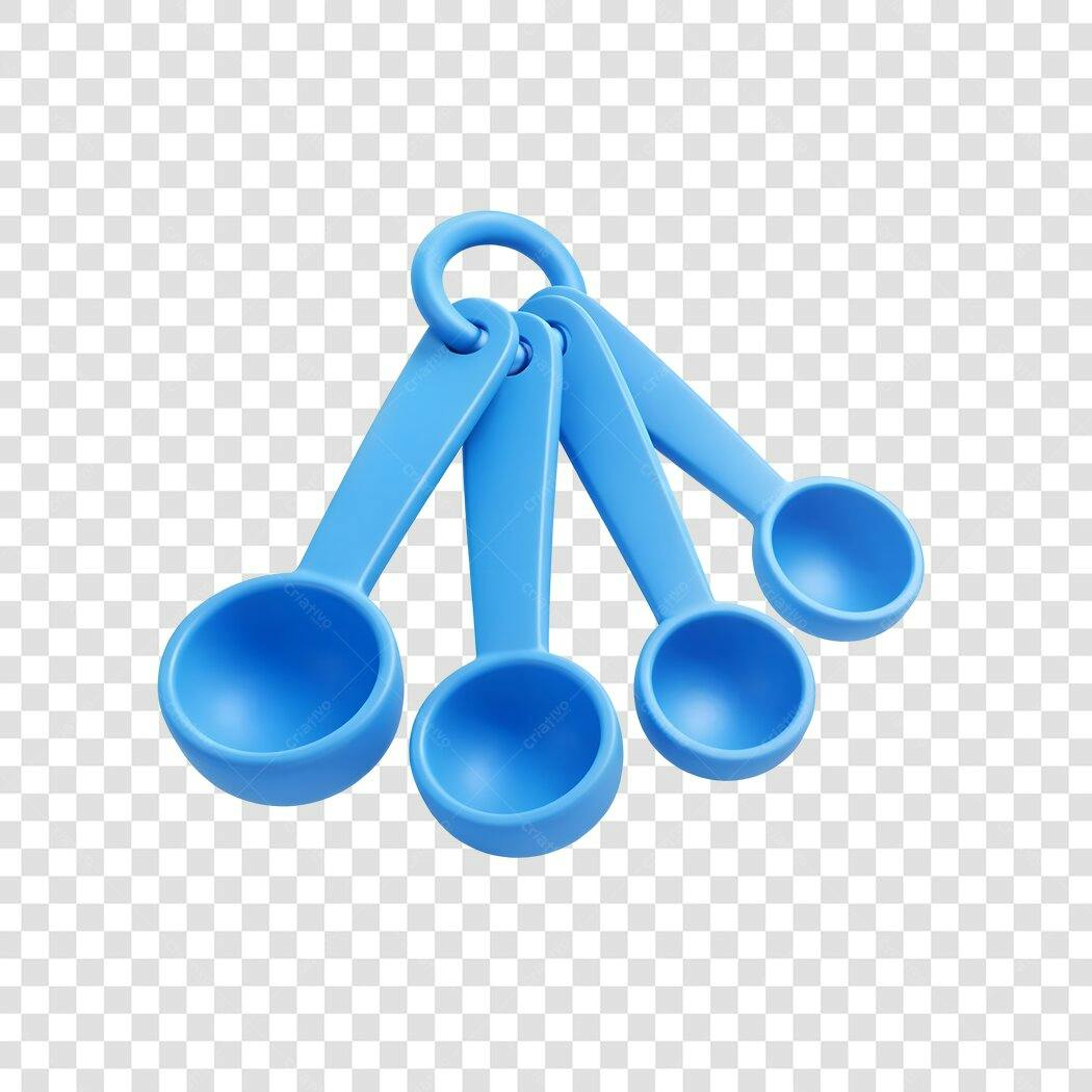 Foto Recortada Colheres Medida Azul Cozinha PNG Fundo Transparente