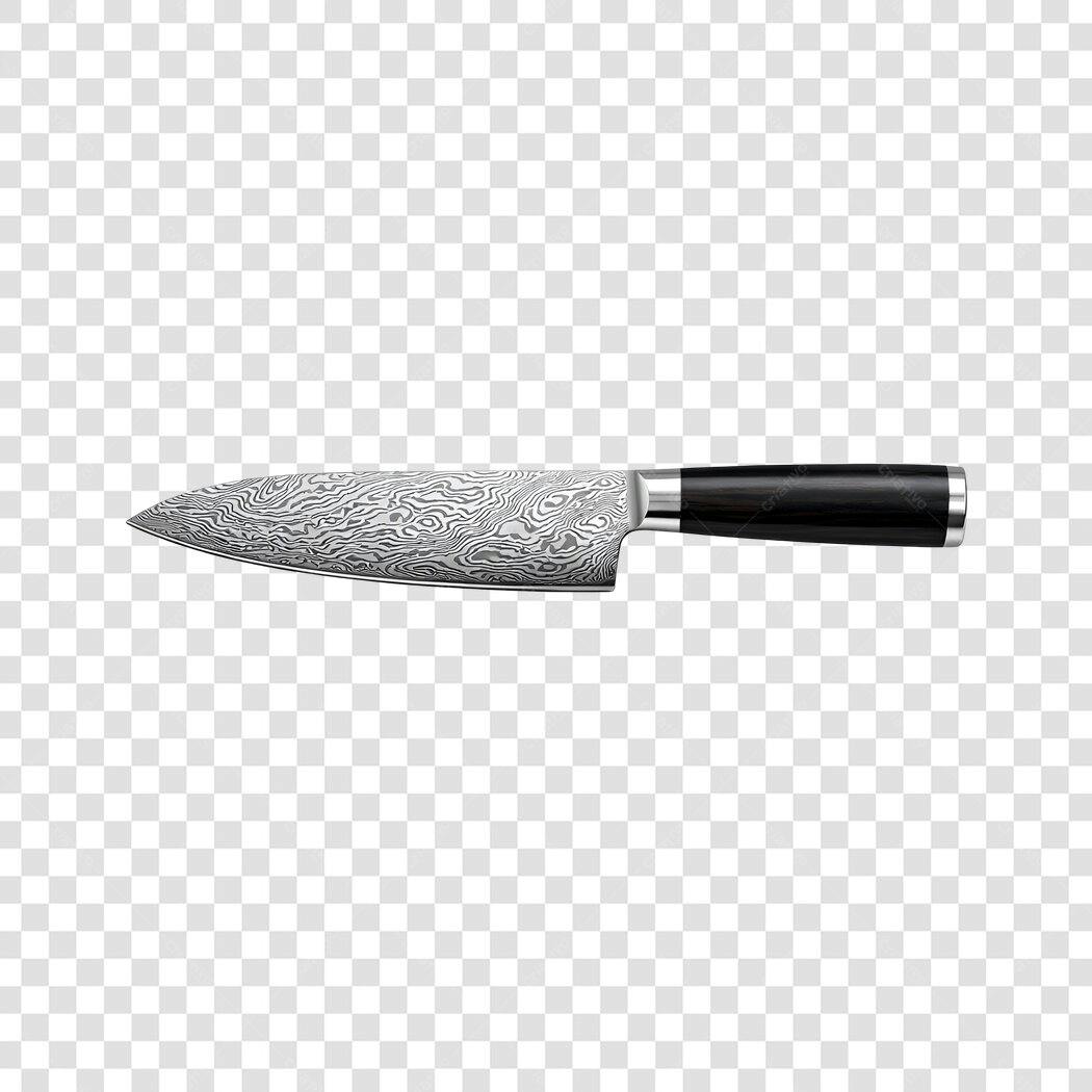 Foto Recortada Faca Chef Damasco Cozinha PNG Fundo Transparente