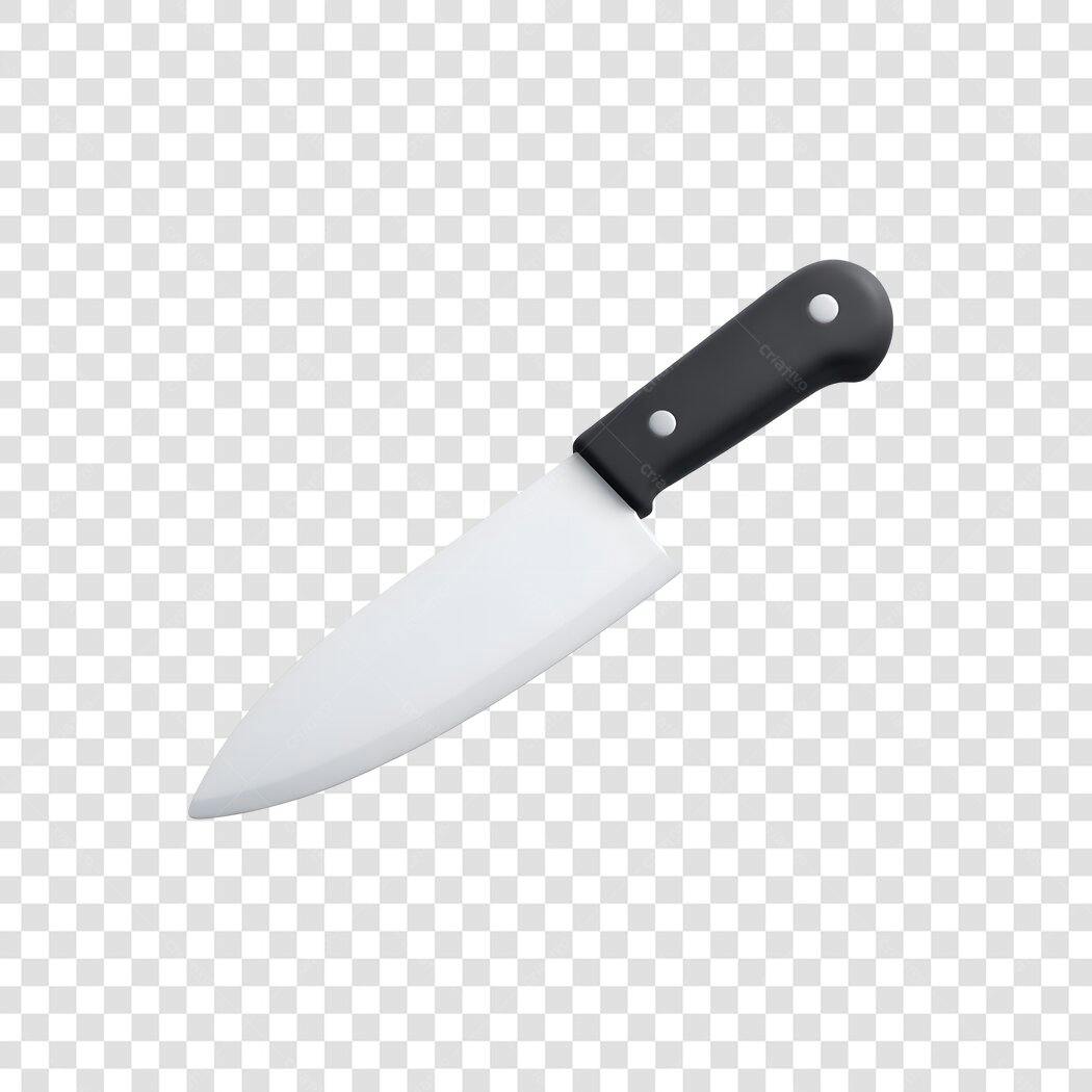 Foto Recortada Faca de Cozinha Branca e Preta PNG Fundo Transparente