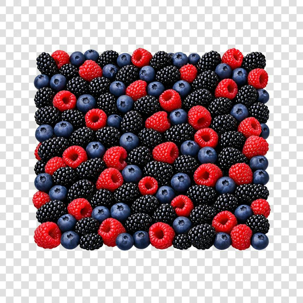 Foto Recortada Frutas Vermelhas Mirtilo Framboesa Amora PNG Fundo Transparente