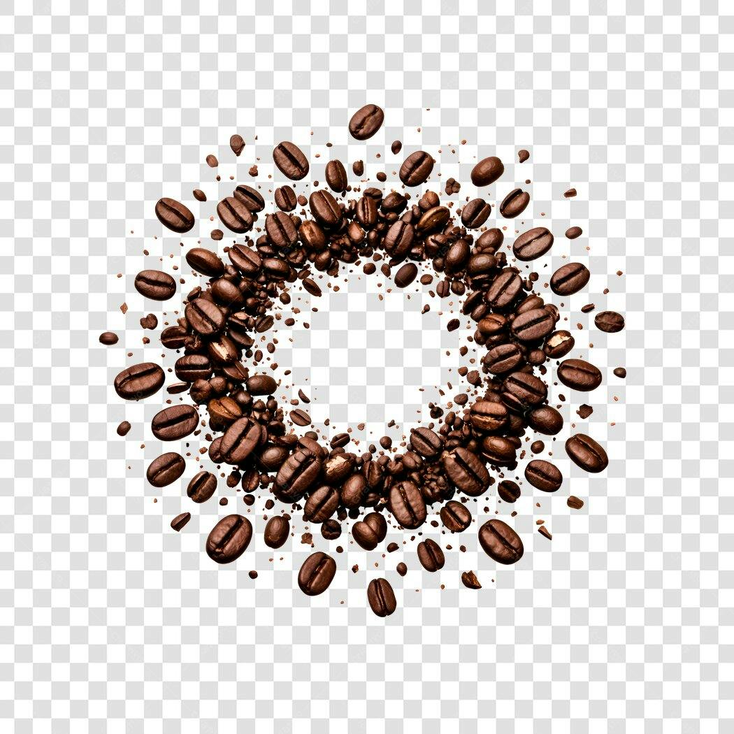 Foto Recortada Grãos de Café Torrado Círculo PNG Fundo Transparente
