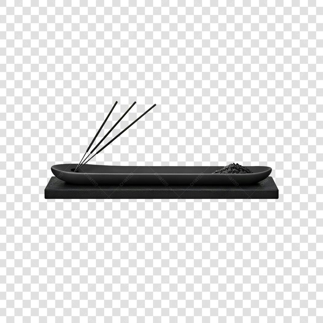 Foto Recortada Incensário Preto com Incensos PNG Fundo Transparente
