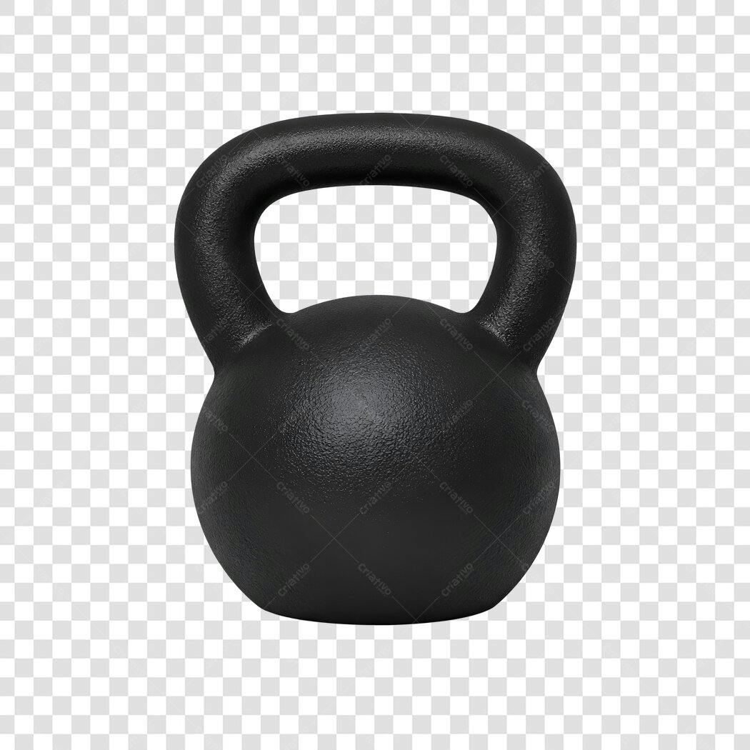 Foto Recortada Kettlebell Preto Fitness PNG Fundo Transparente
