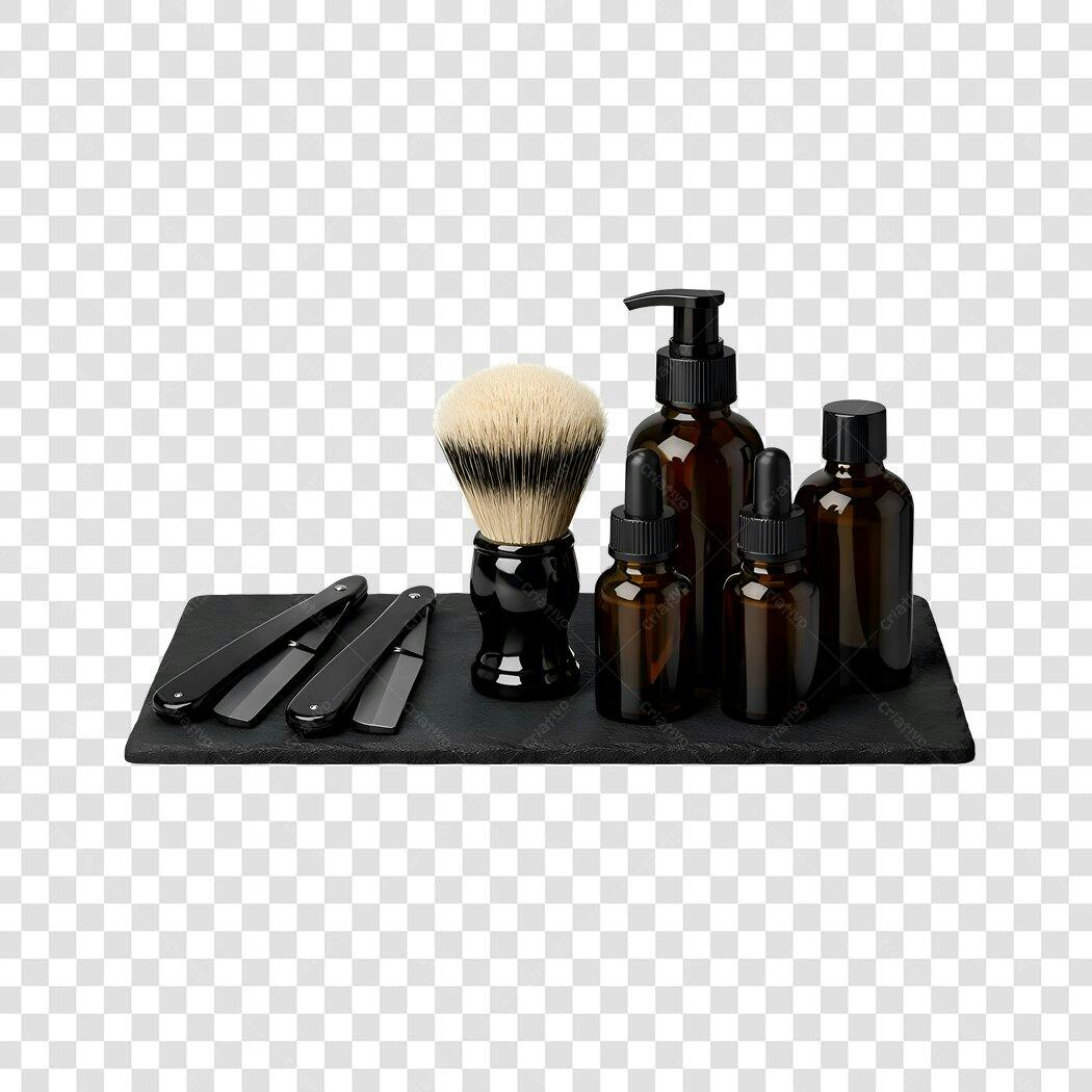 Foto Recortada Kit Barbearia Produtos Masculinos PNG Fundo Transparente