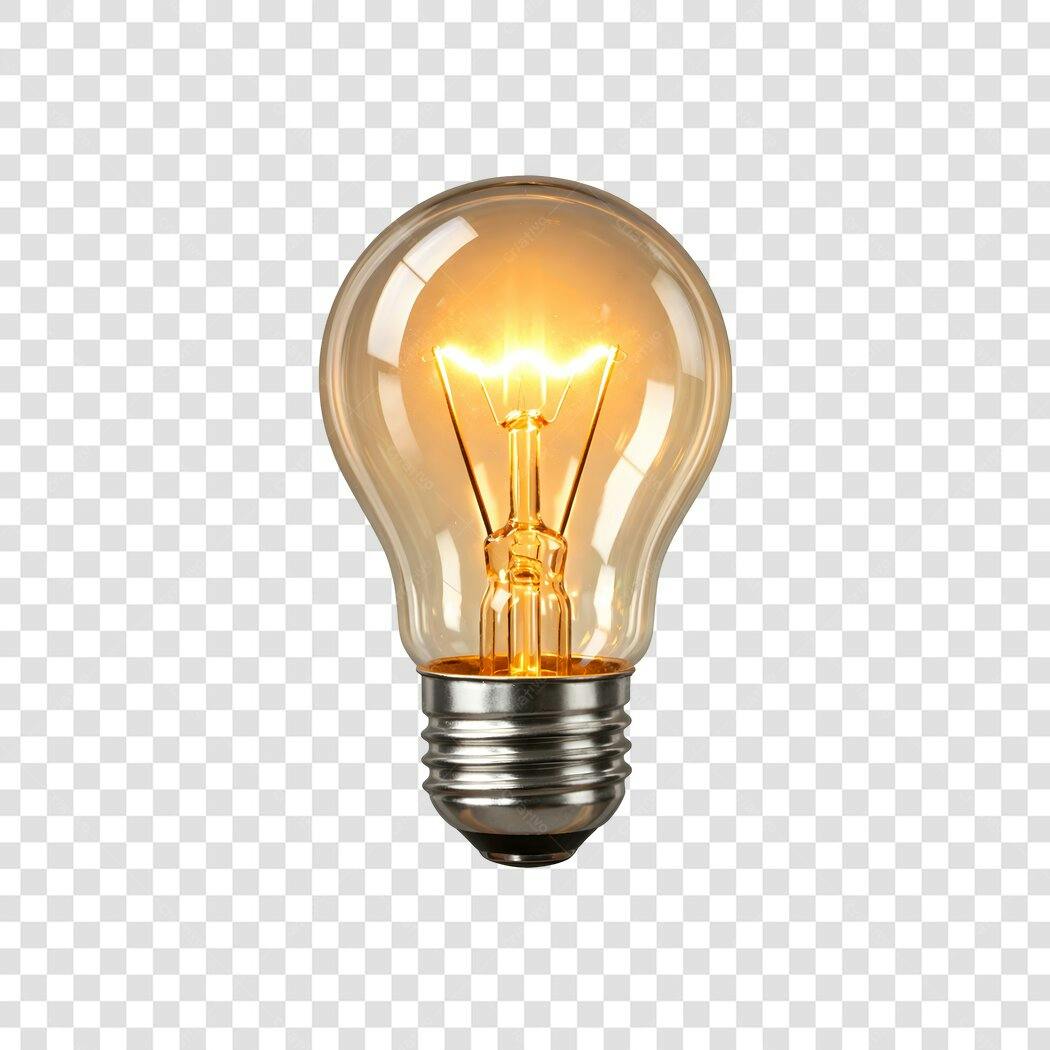 Foto Recortada Lâmpada Acesa Iluminação PNG Fundo Transparente