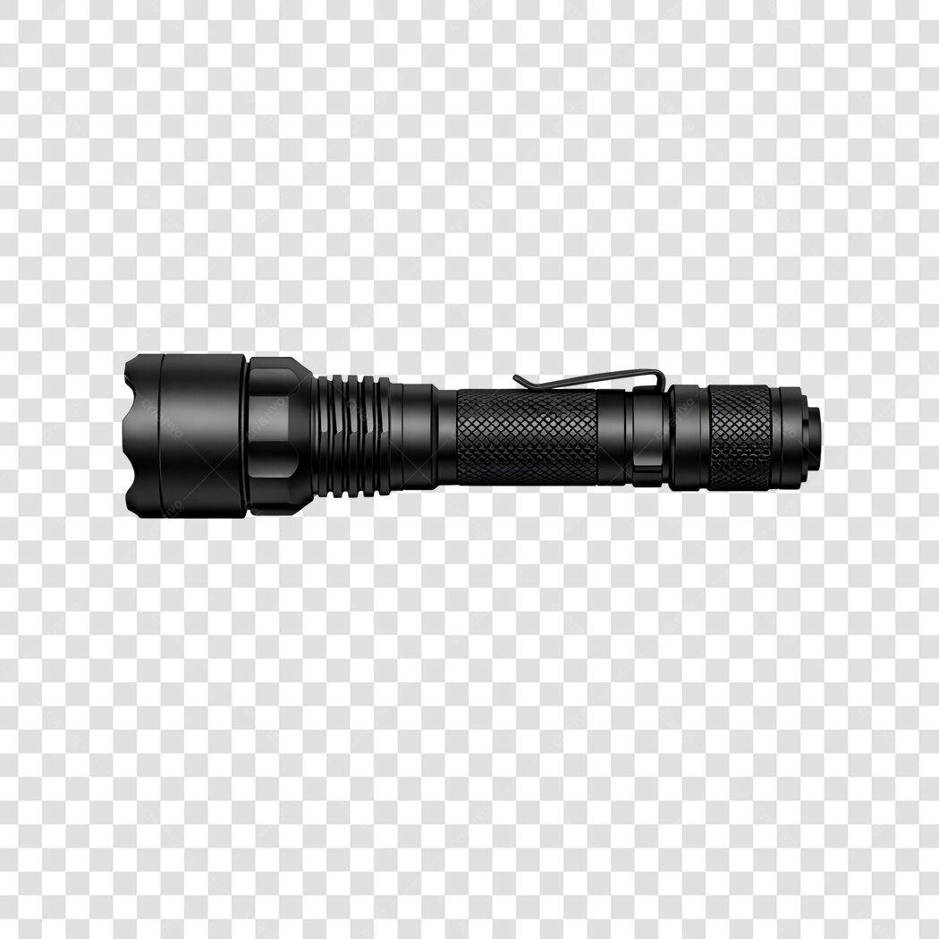 Foto Recortada Lanterna Tática Preta PNG Fundo Transparente