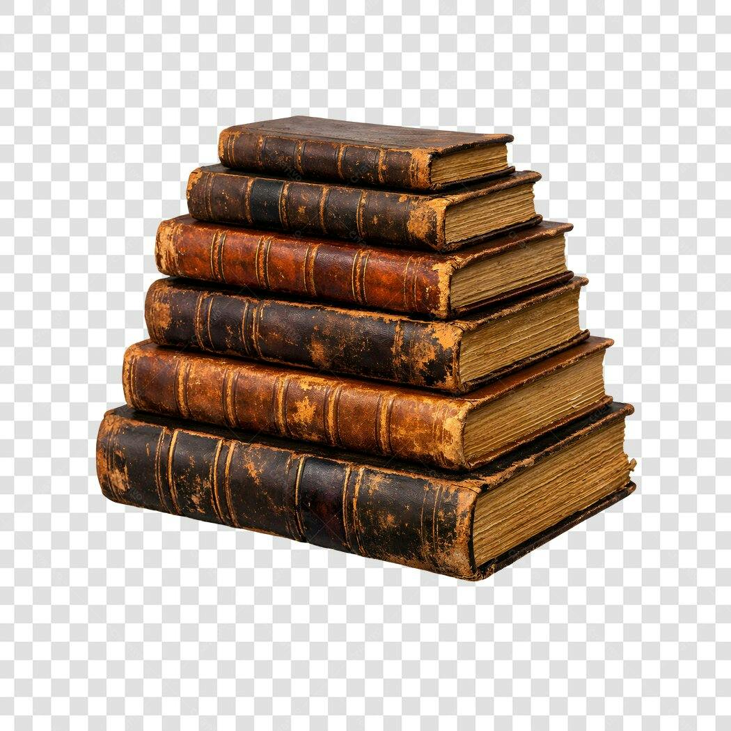 Foto Recortada Livros Antigos Empilhados PNG Fundo Transparente