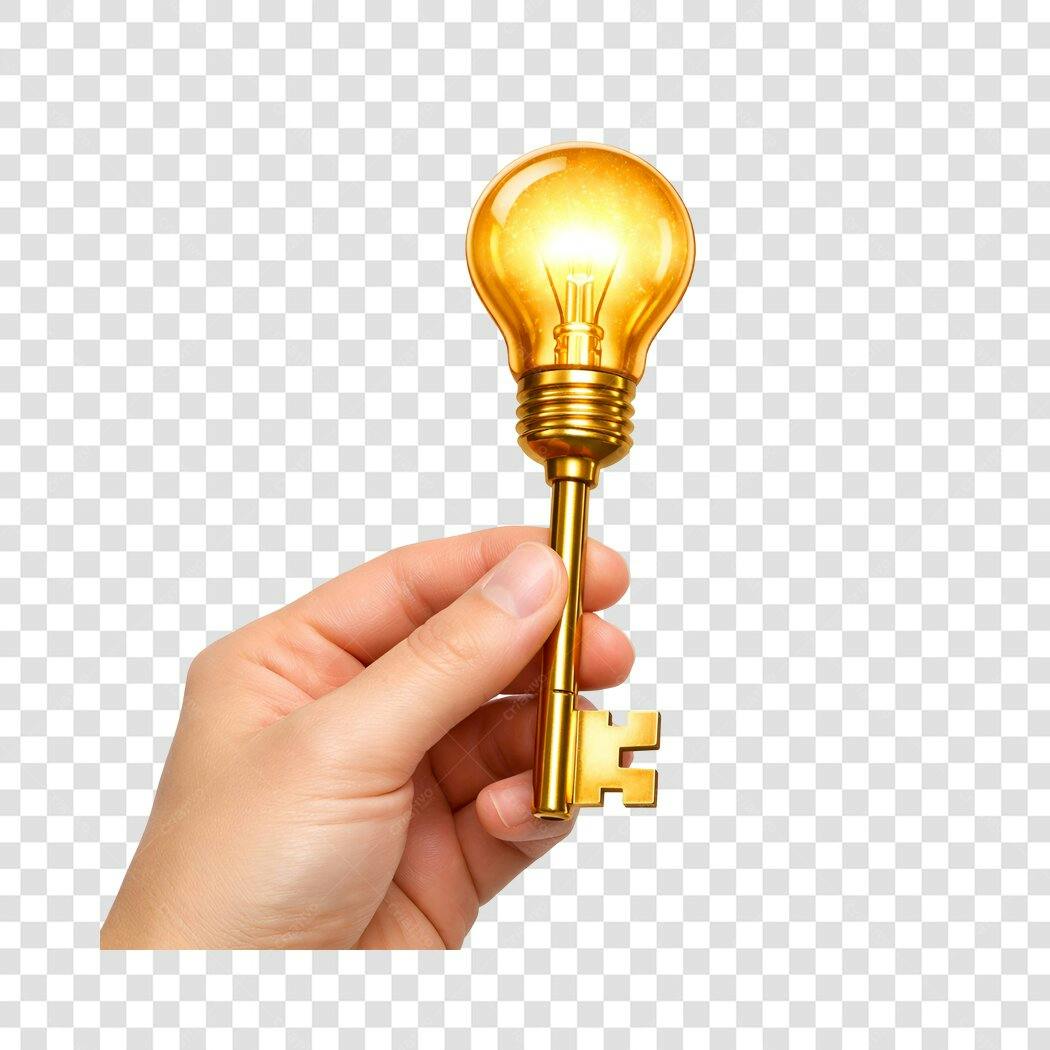 Foto Recortada Mão Segurando Chave Lâmpada Ideia PNG Fundo Transparente