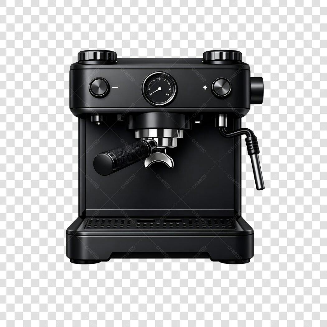 Foto Recortada Máquina de Café Expresso Preta PNG Fundo Transparente