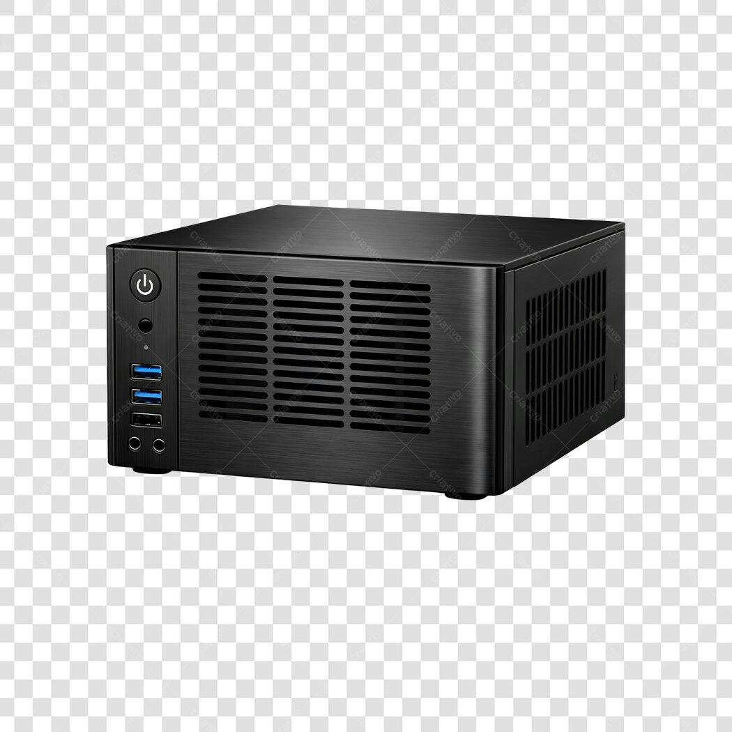 Foto Recortada Mini Computador Desktop Preto PNG Fundo Transparente