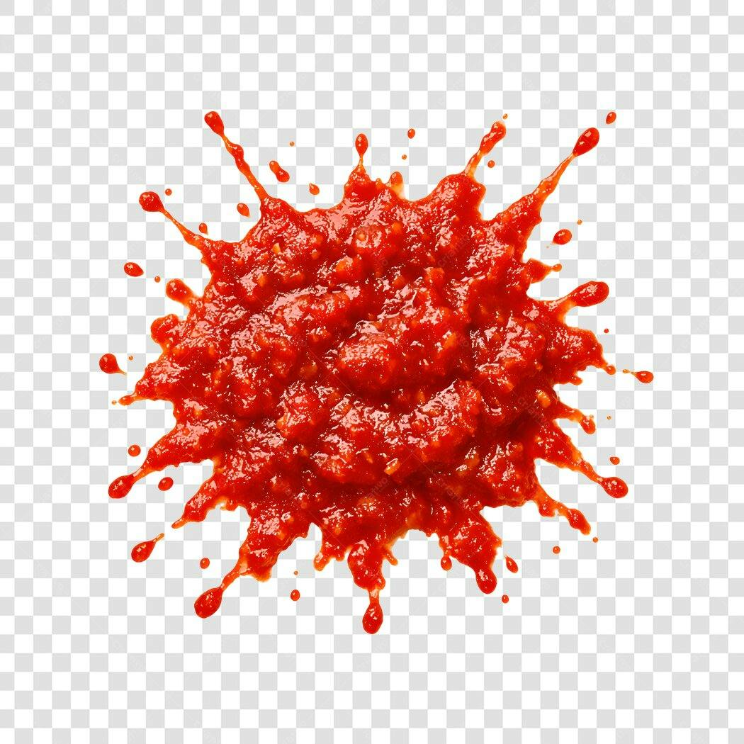 Foto Recortada Molho de Tomate Salpicado PNG Fundo Transparente