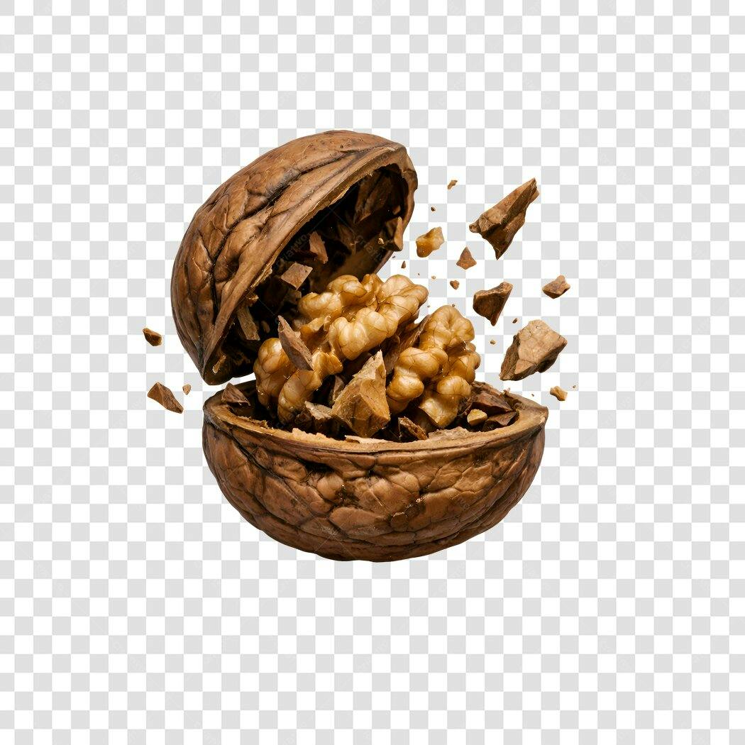 Foto Recortada Nozes Quebradas com Casca PNG Fundo Transparente