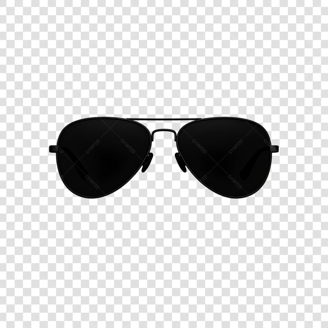 Foto Recortada Óculos Escuros Aviador Preto PNG Fundo Transparente