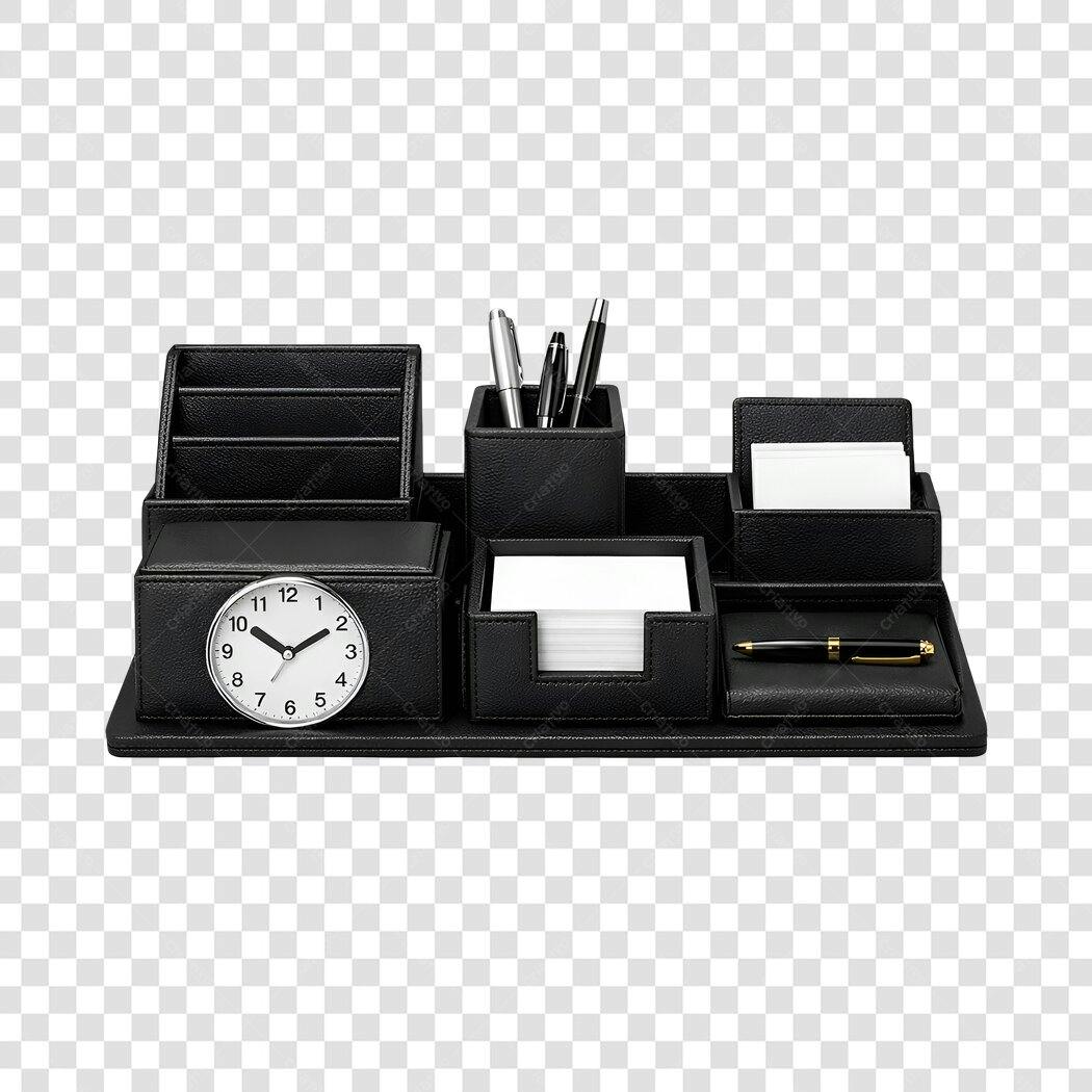 Foto Recortada Organizador de Mesa Escritório Preto PNG Fundo Transparente