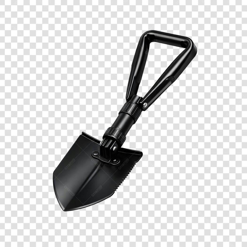 Foto Recortada Pá Dobrável Militar Preta PNG Fundo Transparente