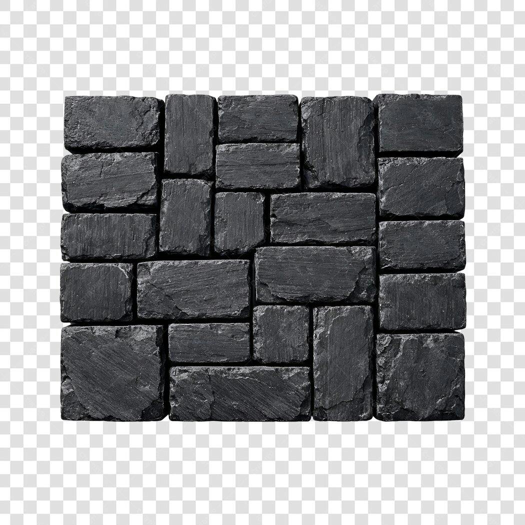 Foto Recortada Parede Pedra Preta Textura PNG Fundo Transparente