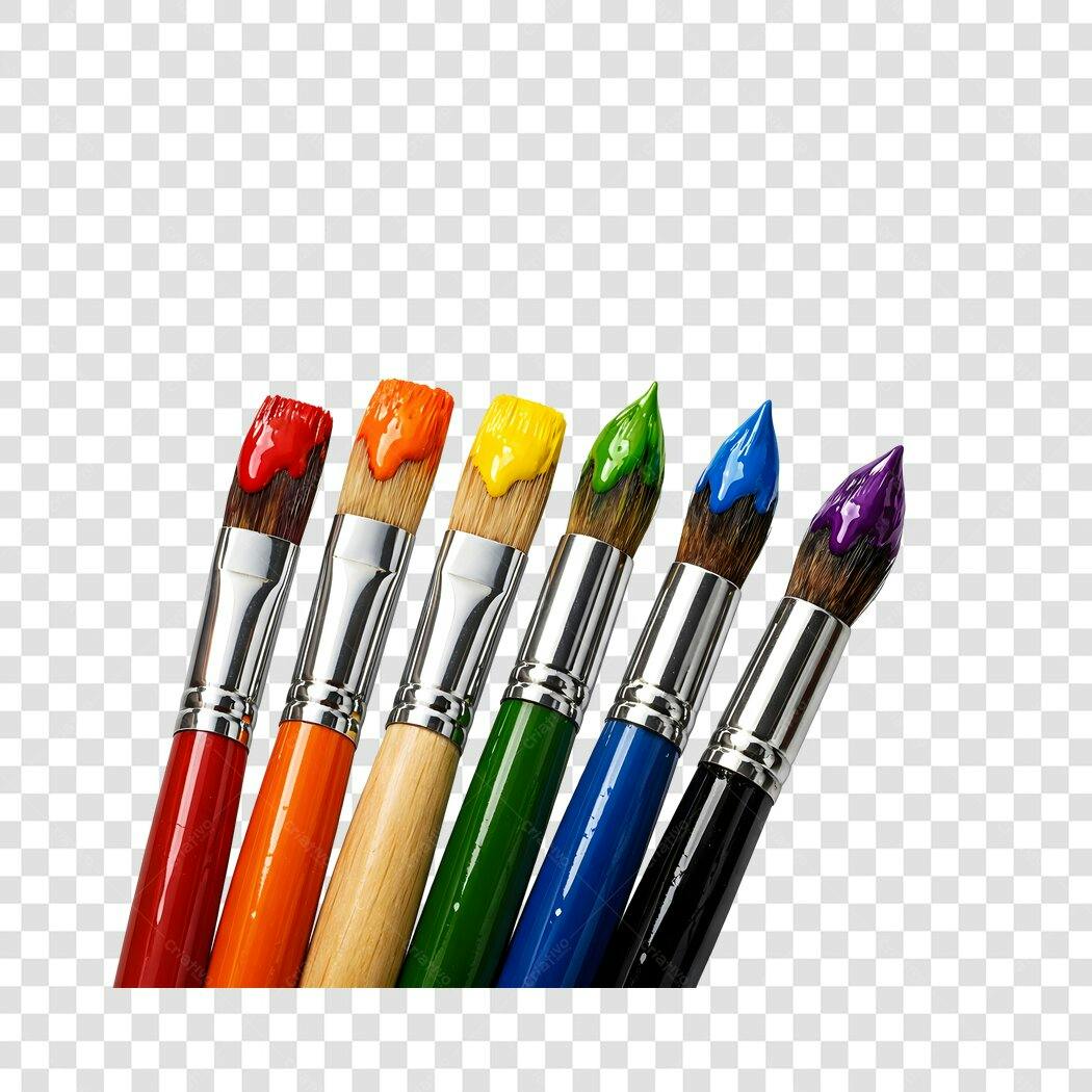 Foto Recortada Pincéis Coloridos Tinta PNG Fundo Transparente