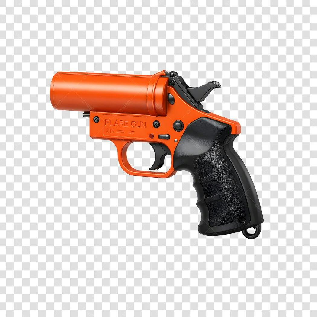 Foto Recortada Pistola Sinalizadora Laranja PNG Fundo Transparente