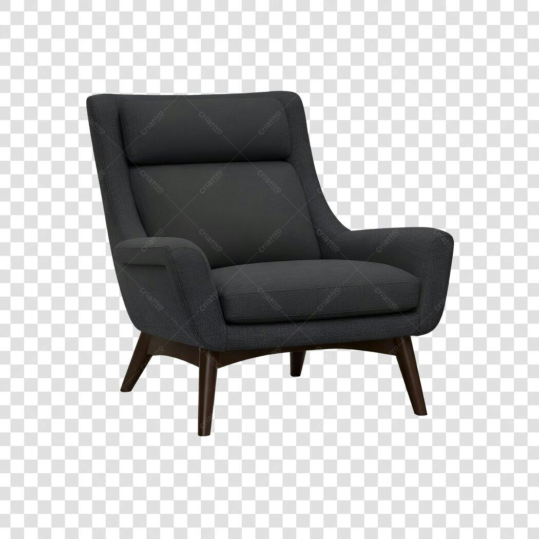 Foto Recortada Poltrona Moderna Cinza Escuro PNG Fundo Transparente
