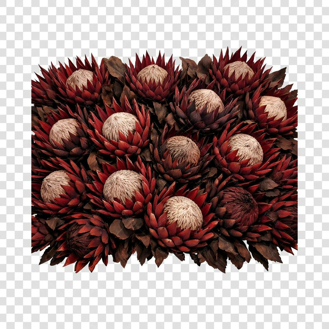 Foto Recortada Proteas Vermelhas Buquê PNG Fundo Transparente