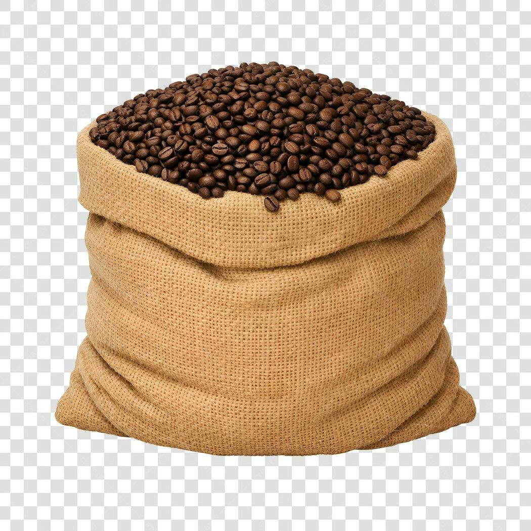 Foto Recortada Saco de Grãos de Café PNG Fundo Transparente