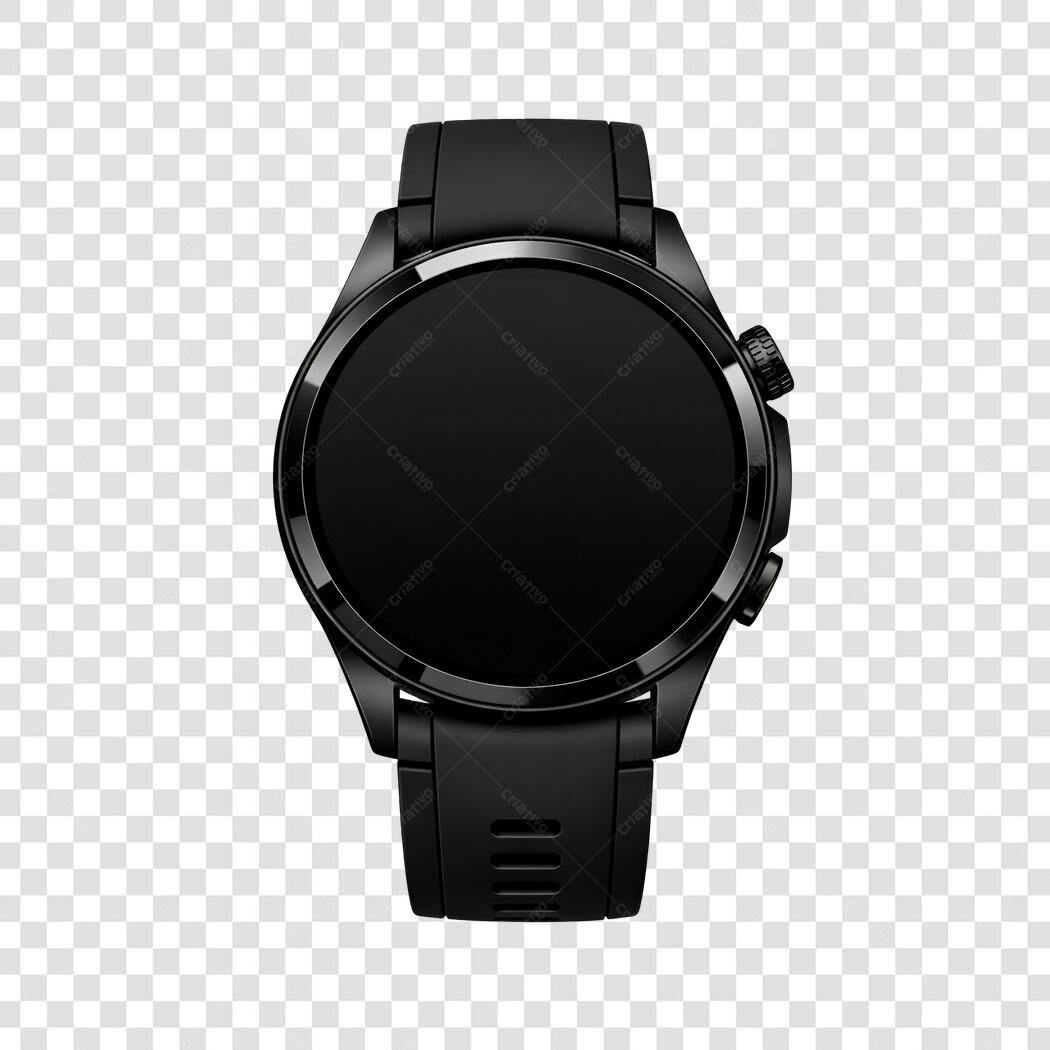 Foto Recortada Smartwatch Preto Moderno PNG Fundo Transparente
