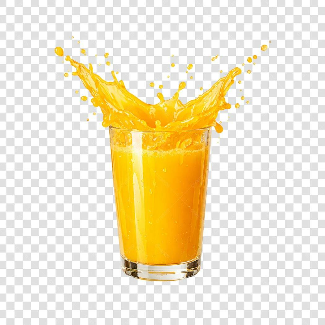 Foto Recortada Suco Laranja Salpico Copo PNG Fundo Transparente